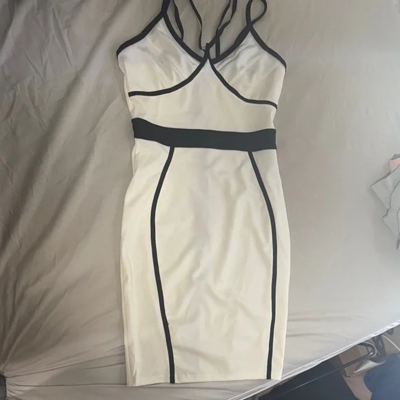 SHEIN White Mini Dress with Black Accents - Picture 1 of 4